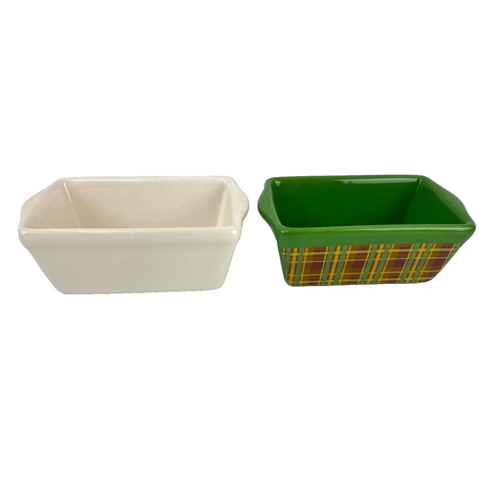 2 Ceramic Mini Loaf Pate Pans 3.5 x 6 Celebrate It Bakeware Cookware